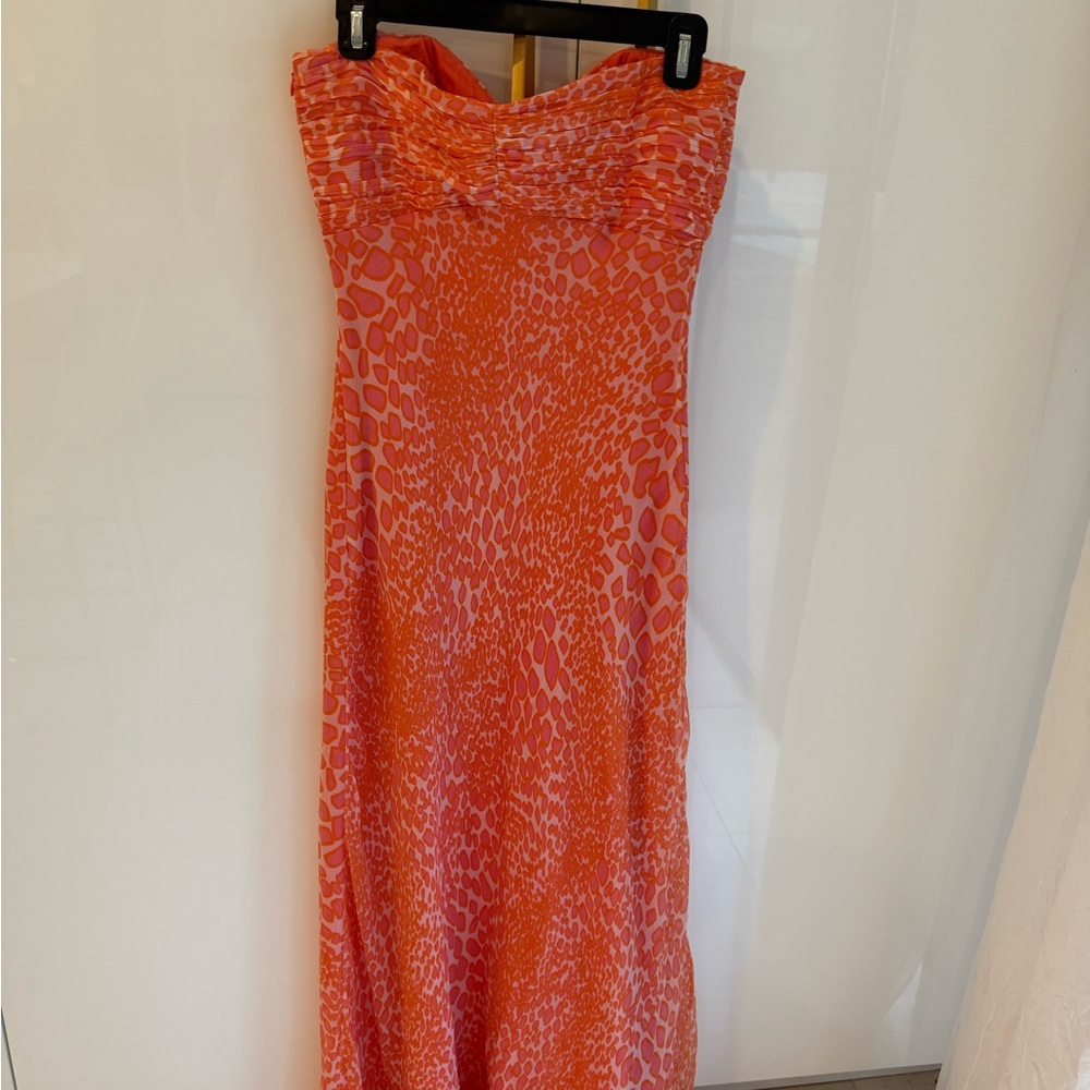 Laundry by Shelli Segal Elegant Orange and Pink Strapless Gown - Picture 8 of 9